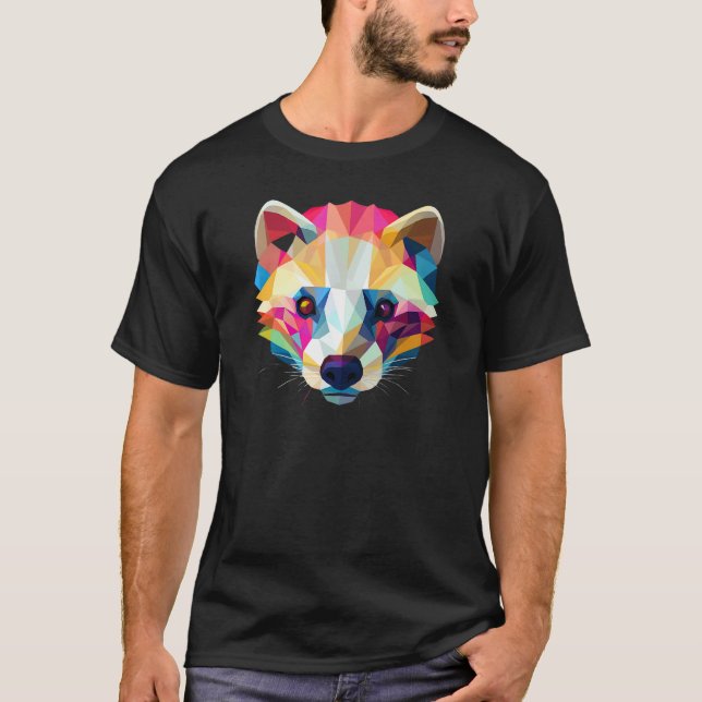 Cute Animal  Colorful Geometric Ferret Face 2 T-Shirt (Front)