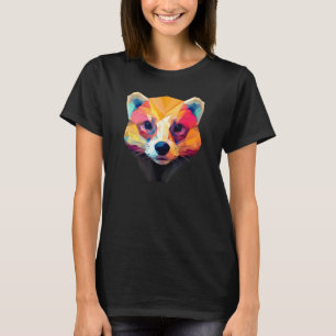 Cute Animal Colorful Geometric Ferret Face 3 T-Shirt