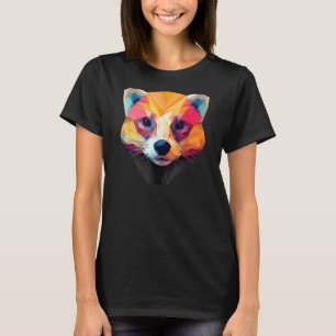 Cute Animal Colourful Geometric Ferret Face 3 T-Shirt