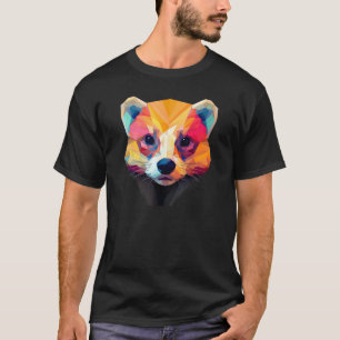Cute Animal Colourful Geometric Ferret Face 3 T-Shirt