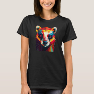 Cute Animal Colourful Geometric Ferret Face 4 T-Shirt