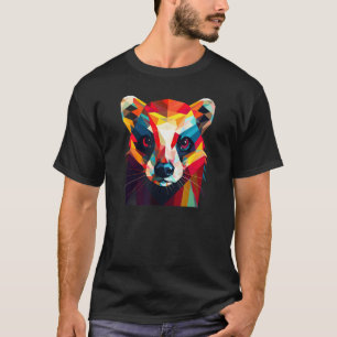 Cute Animal Colourful Geometric Ferret Face 4 T-Shirt