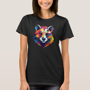 Cute Animal Colourful Geometric Ferret Face T-Shirt