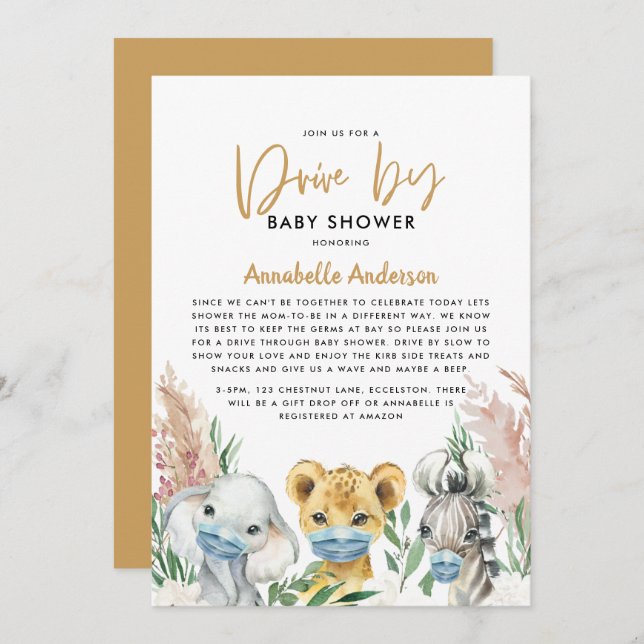 Cute animal covid mask drive by baby (Front/Back)