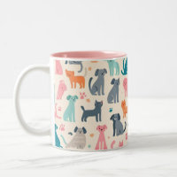 Cute Animal Designs Seamless Dog & Cat Pattern