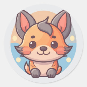 Cute Animal Dog Classic Round Sticker