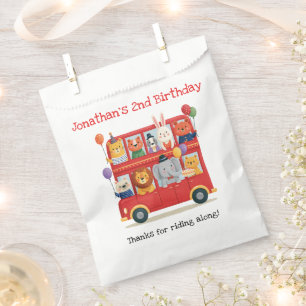 Cute Animal Double Decker Party Bus Birthday Favour Bags