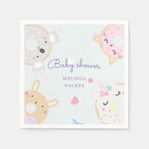 cute animal doughnuts baby shower napkin