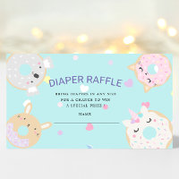 Cute Animal Doughnuts Diaper Raffle Ticket