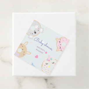 cute animal doughnuts monogram baby shower favour tags