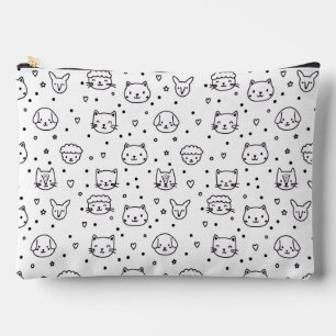 Cute Animal Faces Pattern Accessory Pouch