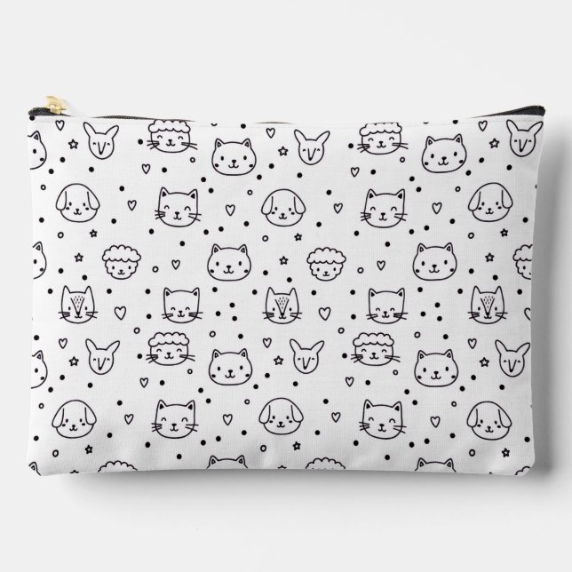 Cute Animal Faces Pattern Accessory Pouch (Front)
