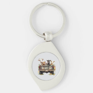 Cute Animal Farm On Metal Keychain