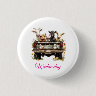 Cute Animal Farm On Round Button