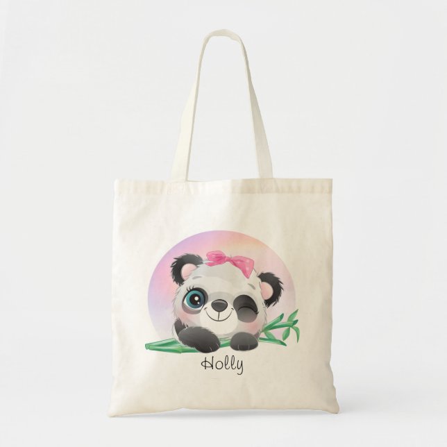 Cute Animal Friendly Panda Bamboo        Tote Bag (Front)
