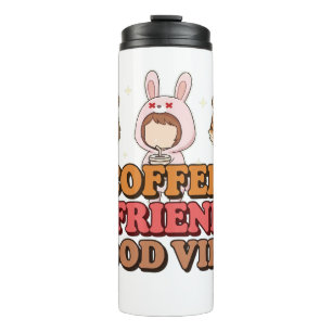 Cute Animal Friends Coffee Lovers Thermal Tumbler
