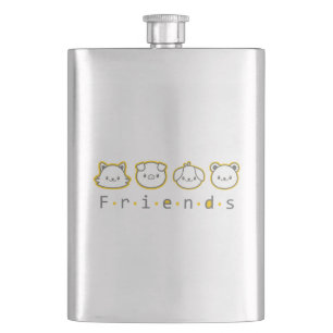 Cute animal friends face  hip flask