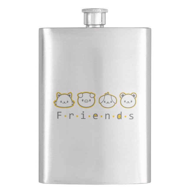 Cute animal friends face  hip flask (Front)