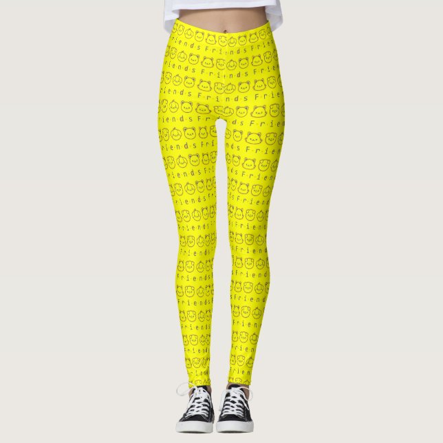 Cute animal friends face  leggings (Front)