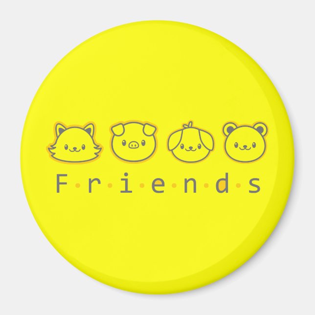 Cute animal friends face  magnet (Front)