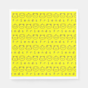 Cute animal friends face napkin