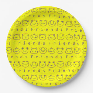Cute animal friends face paper plate
