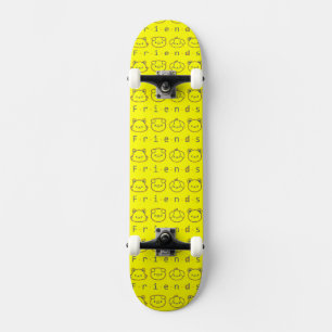Cute animal friends face skateboard