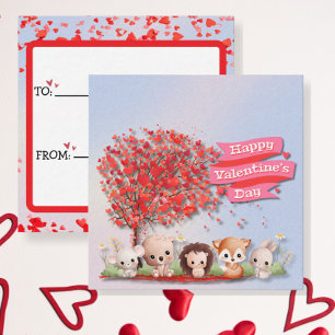 Cute Animal Friends Happy Valentines Day Card