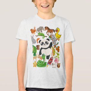 Cute Animal Friends – Kids Fun T-Shirt Tri-Blend Shirt