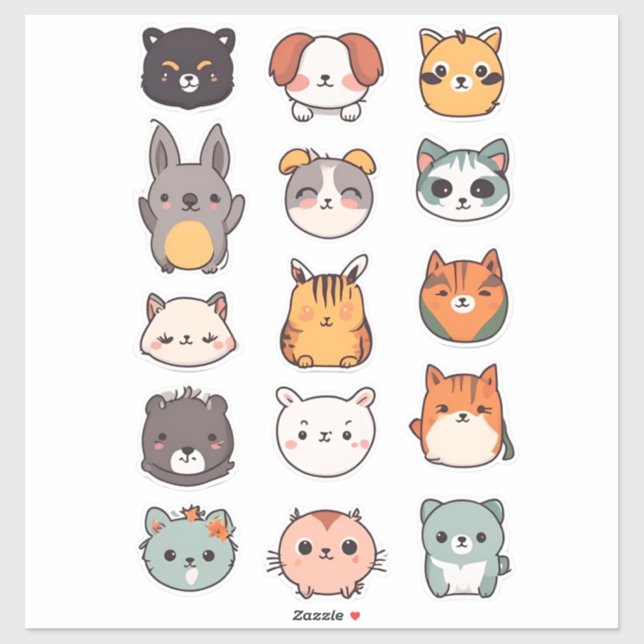 Cute Animal Friends Sticker Pack (Sheet)