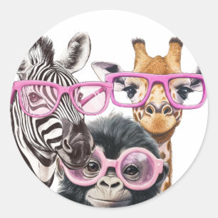 Cute Animal Friends Sticker – Zebra Giraffe Monkey