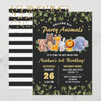 Cute Animal Friends Zoo Party Greenery Birthday