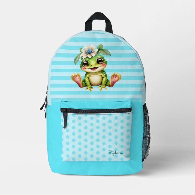 Cute Animal Frog Printed Backpack (Front)