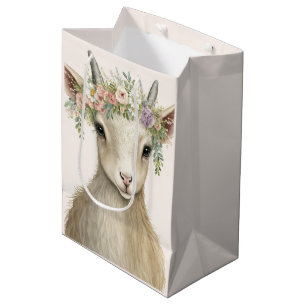 Cute Animal Goat Boho Watercolor Medium Gift Bag