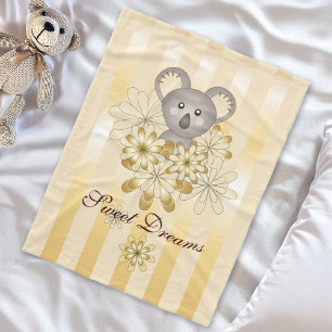Cute Animal Gold Effect Stripe Personalised Kids Fleece Blanket