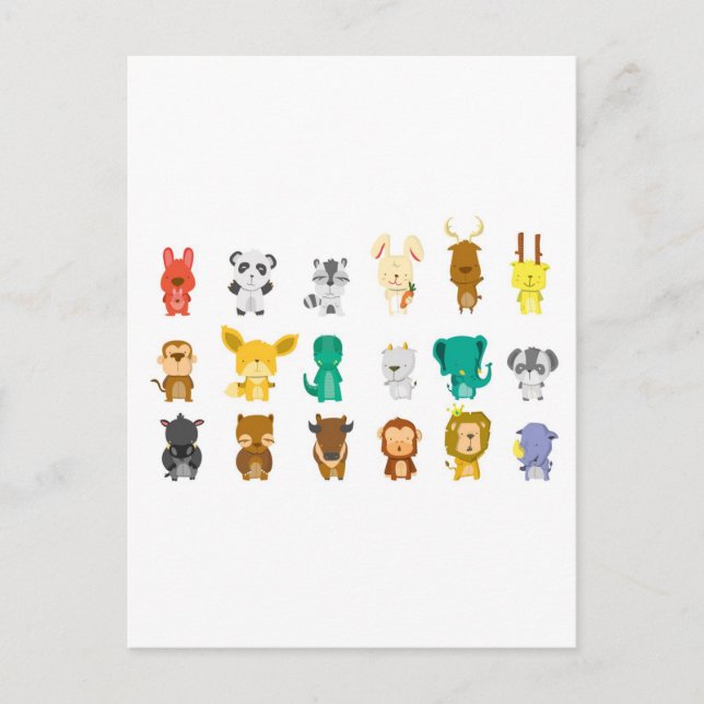 Cute animal group postcard (Front)