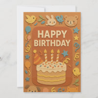 Cute Animal Happy Birthday Card