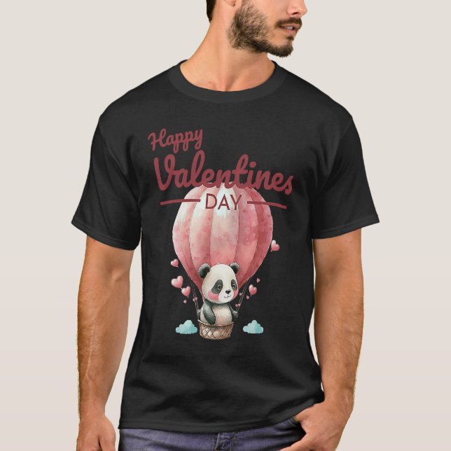 Cute Animal Heart Panda  Happy Valentine Day  2 T-Shirt (Front)