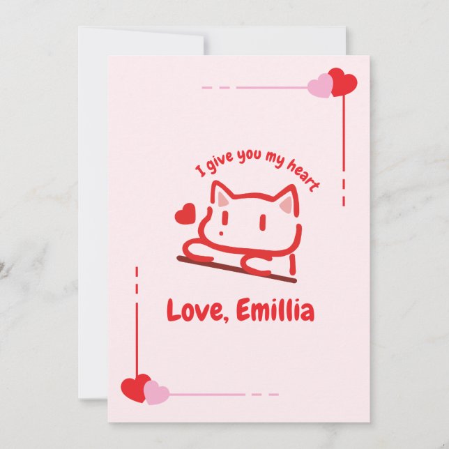 Cute Animal Heart Personalized Card (Front)