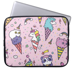 Cute Animal Ice Cream Cones Laptop Sleeve
