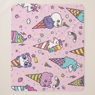Cute Animal Ice Cream Cones Sherpa Blanket