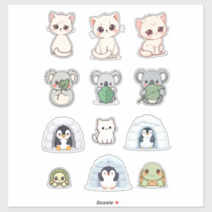 Cute Animal & Igloo Sticker Kit – Cartoon Creature