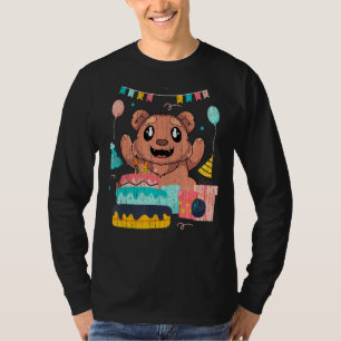 Cute Animal  Kids Birthday Party Cake Brown Bear 1 T-Shirt