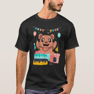 Cute Animal  Kids Birthday Party Cake Brown Bear 1 T-Shirt