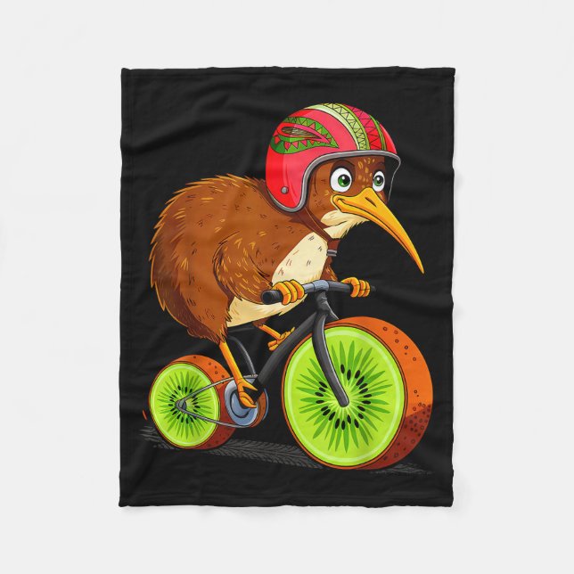 Cute Animal Kiwi Cycling New Zealand  Fleece Blanket (Front)