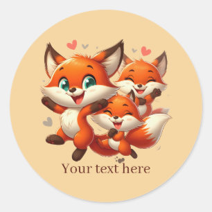 Cute animal love fox customisable classic round sticker