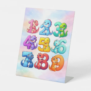 Cute Animal Numbers Maths Desk Art for Kids Pedestal Sign