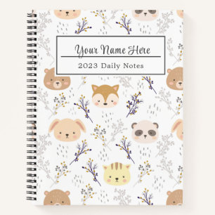 Cute Animal Pattern, with white background Notebook