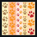 Cute Animal Paw Prints Pattern in Natural Colours<br><div class="desc">A cute design with several rows of animal paw prints in natural colours like brown,  yellow,  red and orange on a striped pattern. Some paws have claws and others do not.</div>