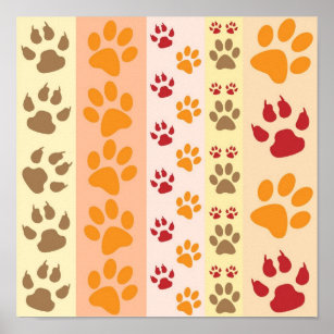 Cute Animal Paw Prints Pattern in Natural Colours